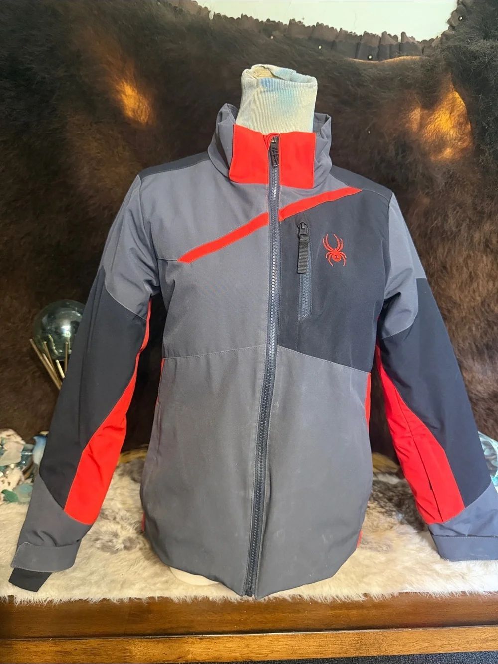 SpyderāGray and Red Colorblock Ski Jacket 14 (UBUP1)